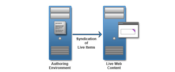 Simple authoring environment that syndicates live changes to the website