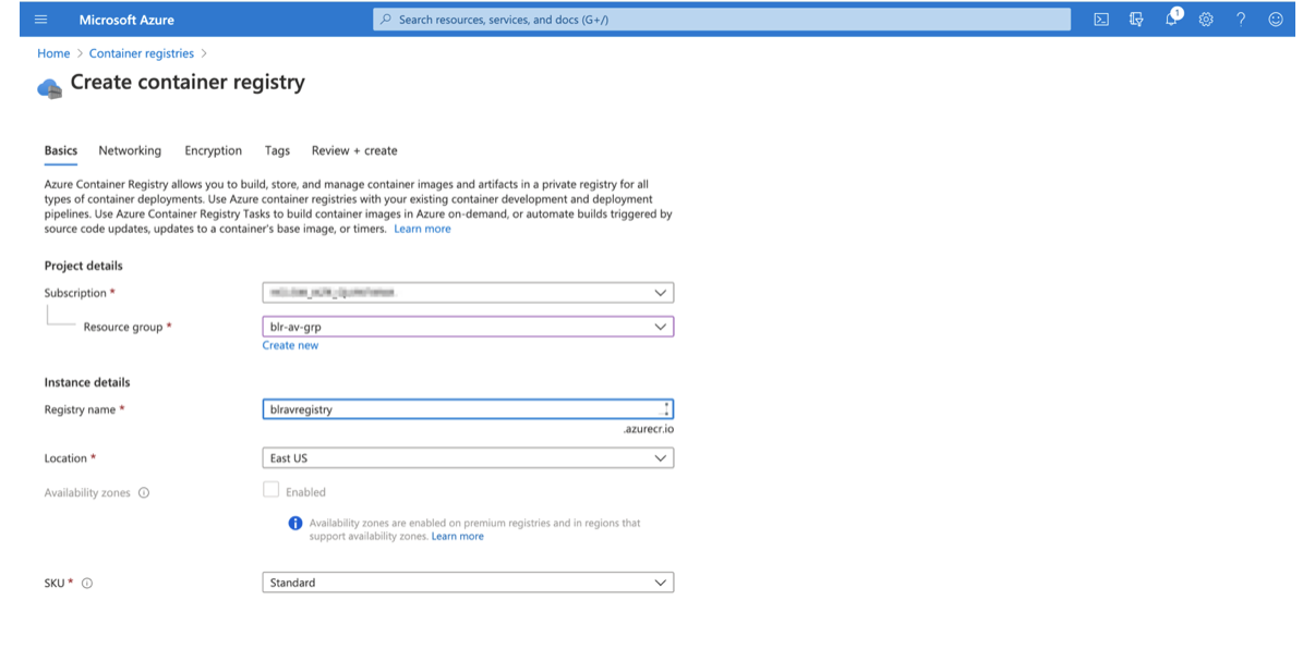 Create a Microsoft Azure Container Registry