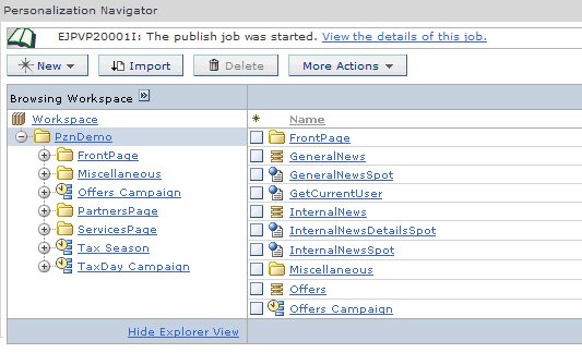 screenshot of personalization navigator