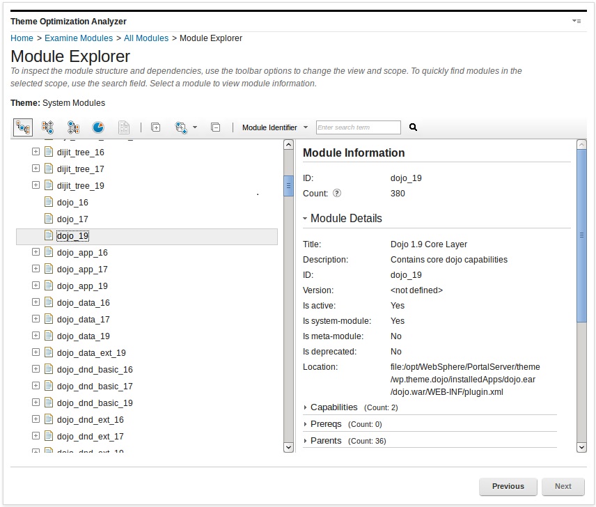Screen capture of Module explorer to examine all modules in CF03.