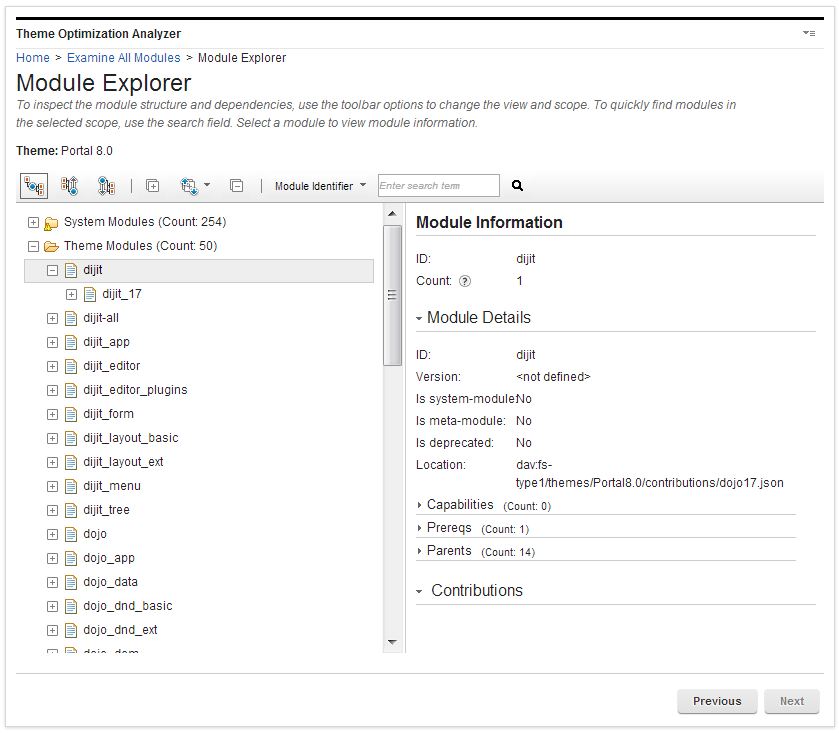 Screen capture of Module explorer to examine all modules.