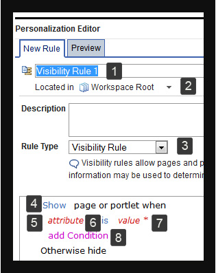 Screen capture of a visibility rule in the Personalization Editor