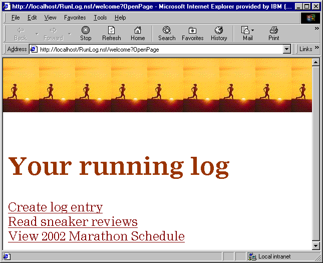 Example of a page displayed via a browser