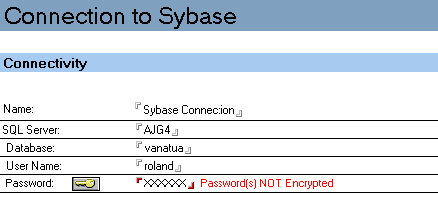 Sybase connection document options bmp