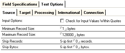 Text Connector connection document text source options bmp