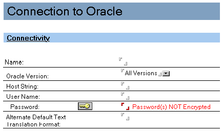 Oracle connection document connectivity options