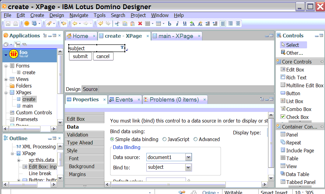 XPages user interface