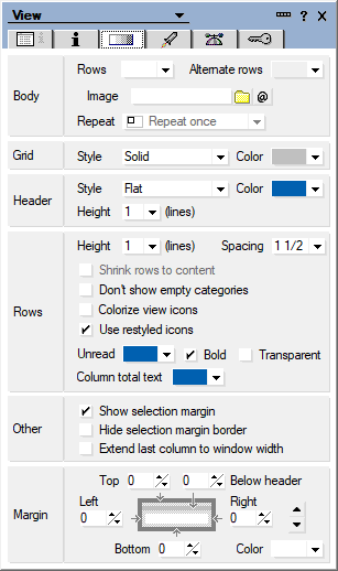 Use restyled icons tab in view column