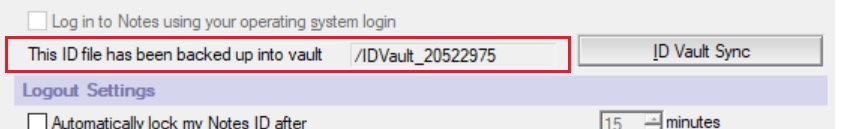 This ID file has been backed up into vault setting