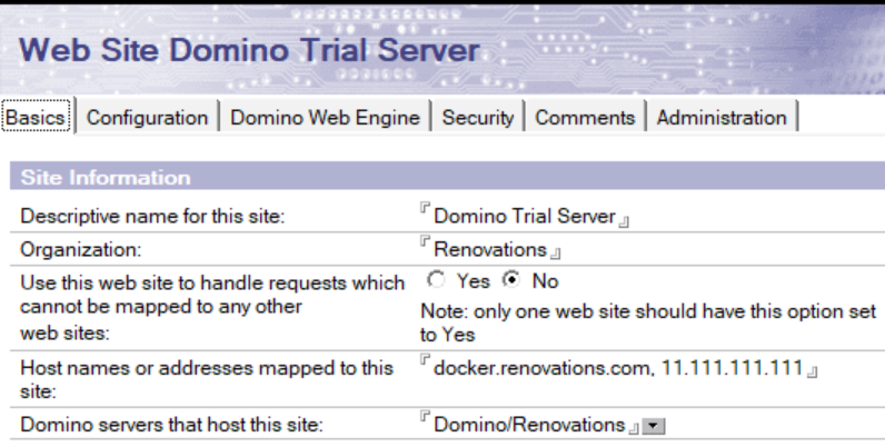 trial server configuration for Web site