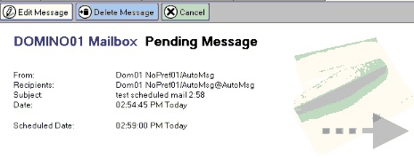 Boutons de modification ou de suppression de message planifié dans mail.box.
