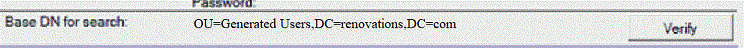 값이 OU=Generated User,DC=renovations,DC=com인 '검색용 기본 DN' 필드