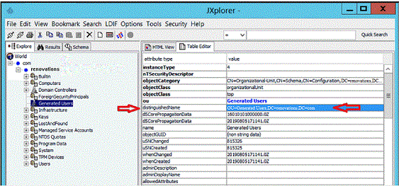 JXplorer 中顯示的識別名稱