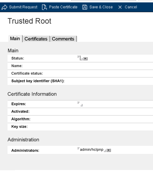 Trusted Root form