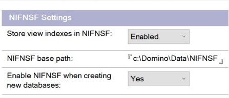 NIFNSF configuration fields in the Server document