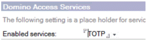 TOTP が選択された有効なサービス・フィールド。