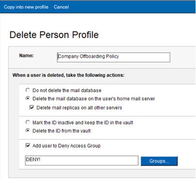 Delete Person Profile window