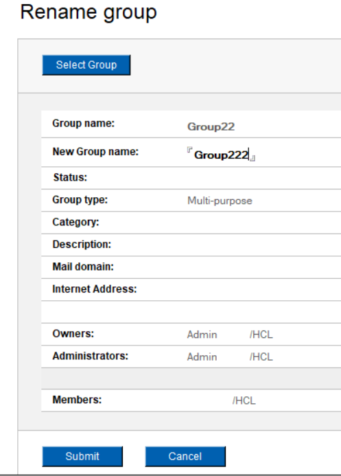 Screenshot of AdminCentral Rename group page