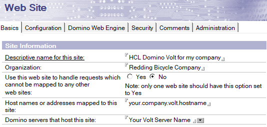 server configuration for internet site