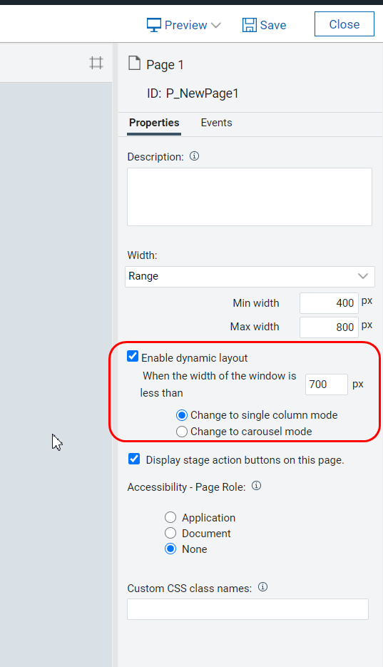 Enable dynamic layout in Properties panel