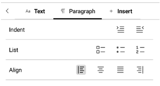 paragraph formatting edit toolbar