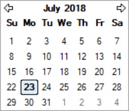 Example of calendar with new interface for picking a date.