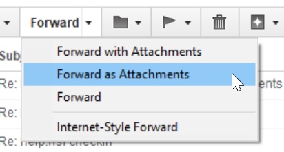 Forward as Attachments menu option