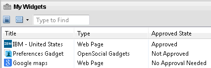 My Widgets sidebar - Details