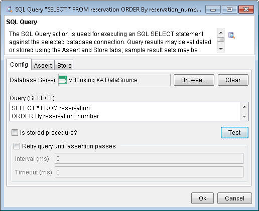 SQL Query Action dialog box