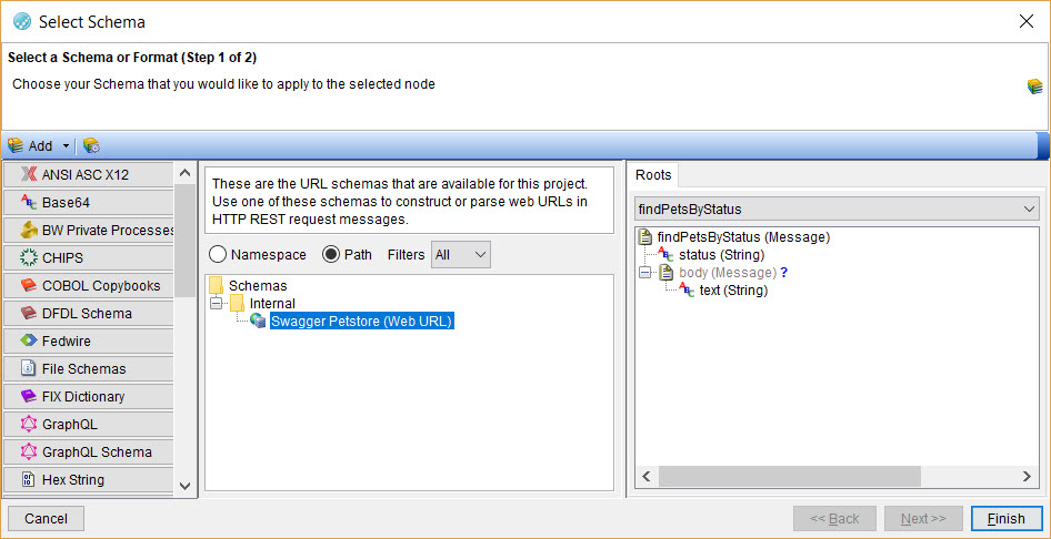 Image of the Select Schema dialog box.