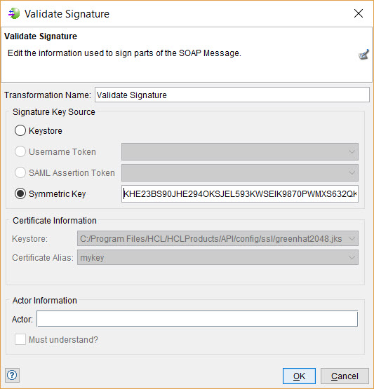 Image of the validate signature dialog box.