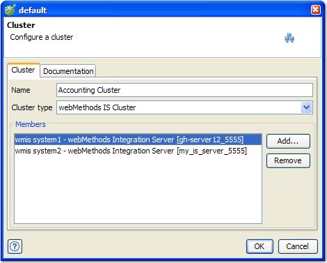 Configure cluster settings in the Cluster window.