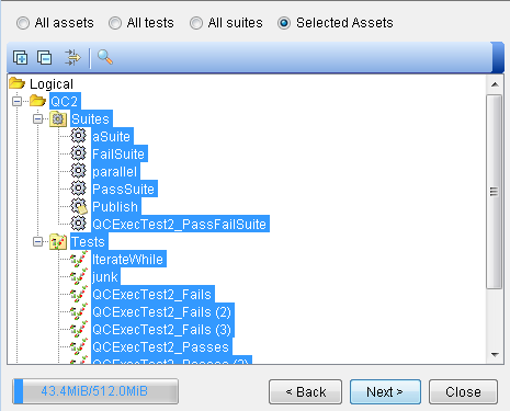 Assets page in Quick Link Tool