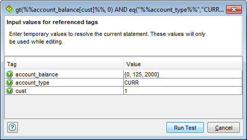 The value for account_balance is an array, enclosed in braces.