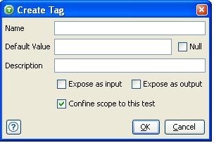 The Create Tag window includes fields for name and default value.