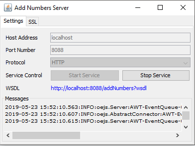 Image of the Add numbers Server window.