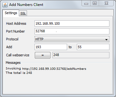 Image of the Add Numbers client window.