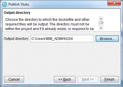 Image of the Output directory window.