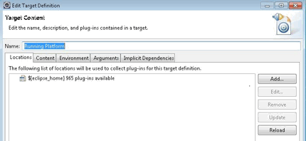 Editing a target definition
