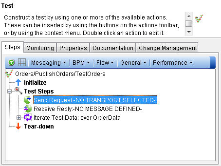 Adding a Send Request action to a test.
