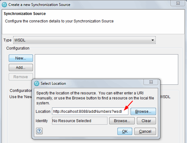 Image of the Create a new Synchronization Source window.
