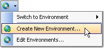 image of the menu option to create a new environment.