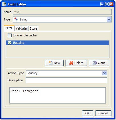 Image of the Fileter tab in the Field Editor window.