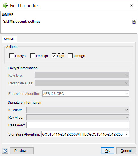 Image of the S/MIME security settings dialog.