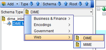 Image of the schema selection option for DIME