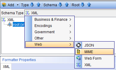 Image of the schema selection options