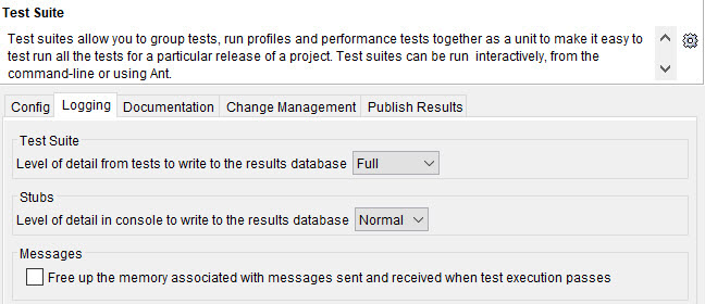 Image of the logging tab of a test suite