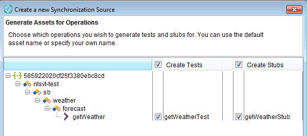 Create tests and stubs for the selected Swagger document