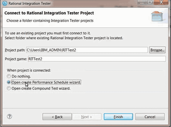 Connect to Integration Tester Project wizard
