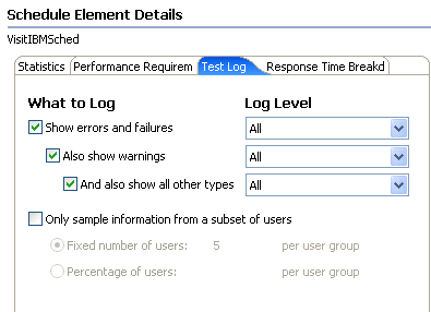 Test log tab